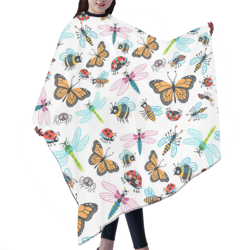 Personality  Childish Bright Cartoon Insects Pattern. A Vector Hair Cutting Cape