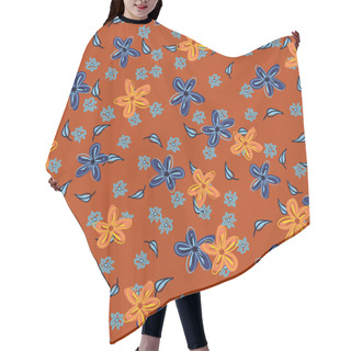 Personality  Blue And Orange Flowers Seamless Vector Pattern Hair Cutting Cape