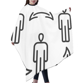Personality  Cooperation, Mutual Assistance, Data Exchange. Teamwork, Interchangeability. Vector Icon, Outline, Isolated. Hair Cutting Cape