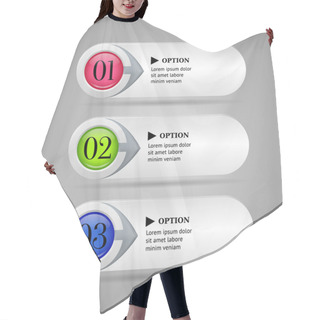 Personality  White Horizontal Colorful Options Banners Buttons With Arrow Vector Illustration Hair Cutting Cape