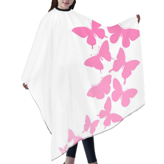 Personality  Background With A Border Of Butterflies Flying. Hair Cutting Cape