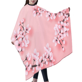 Personality  Illustration Of Paper Art And Craft Spring Season Cherry Blossom Hair Cutting Cape