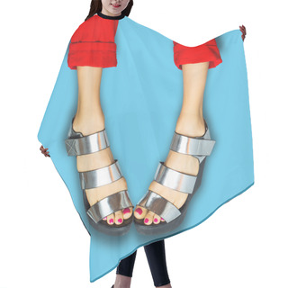 Personality  Female Legs Wearing Summer Shoes Hair Cutting Cape