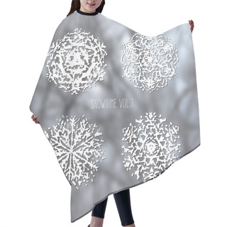 Personality  Snowflakes Collection On Winter Blurred Background Hair Cutting Cape