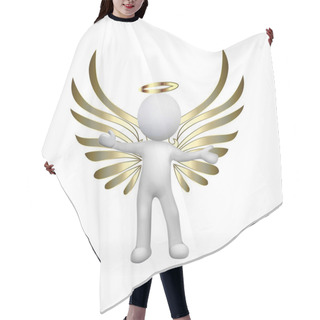 Personality  3D Angel Man Gold Wings Logo Vector Image Template Hair Cutting Cape