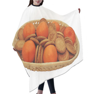 Personality  Mandarins And Biscuits On A Wicker Plate Hair Cutting Cape