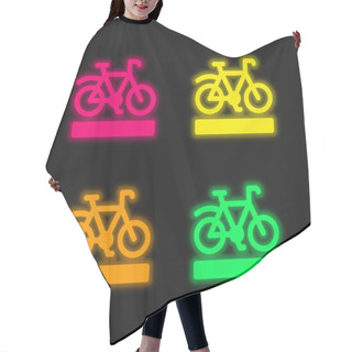 Personality  Bike Lane Four Color Glowing Neon Vector Icon Hair Cutting Cape