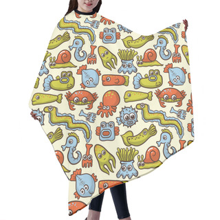 Personality  Seamless Pattern With Cute Sea Monsters Hair Cutting Cape