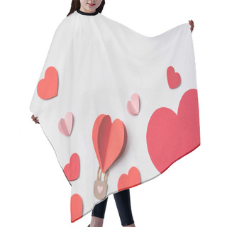 Personality  Top View Of Red Hearts With Lock On White Background Hair Cutting Cape