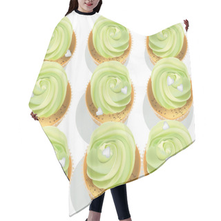 Personality  Cupcakes On A White Table. Summer Delicious Desserts Greenery Color Hair Cutting Cape