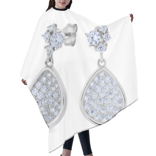 Personality  A Pair Of Silver Pendants Earrings With Diamonds In The Shape Of A Pear Hair Cutting Cape