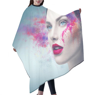 Personality   Girl  With Colorful Powder Makeup Hair Cutting Cape