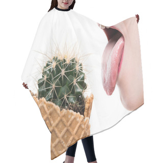 Personality  Woman Eating Cactus Hair Cutting Cape
