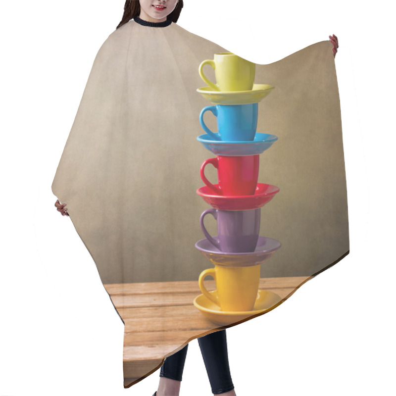 Personality  Colorful Coffee Cups Hair Cutting Cape