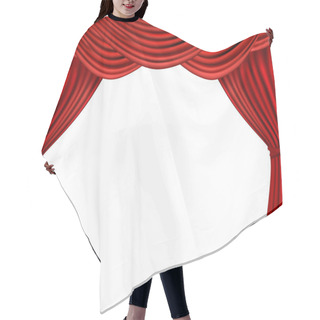 Personality  Background With Red Velvet Curtain. Hair Cutting Cape