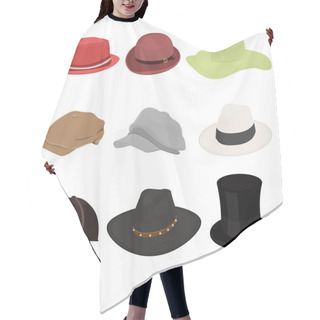 Personality  Hat Set Of Nine Isolate On White Background Hair Cutting Cape