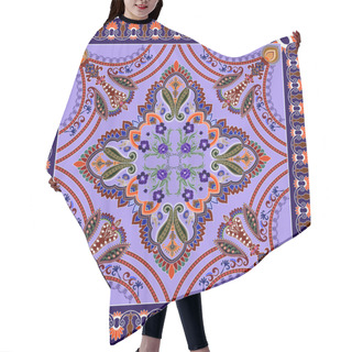 Personality  Bandanna With Colorful Paisley And Decorative Stripes, Decorated Hair Cutting Cape