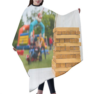 Personality  Wooden Blocks Game Hair Cutting Cape