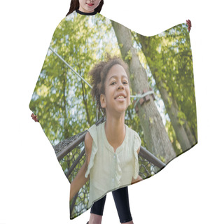 Personality  Kid Swinging On Swing In Park Hair Cutting Cape