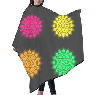 Personality  Anahata Four Color Glowing Neon Vector Icon Hair Cutting Cape