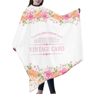 Personality  Border Of Flowers In Vintage Style. Hair Cutting Cape