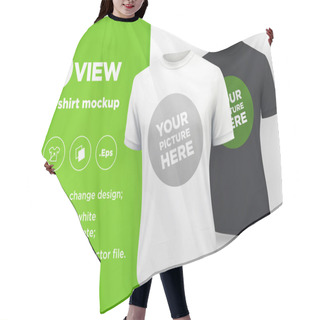 Personality  Men's White And Black T-shirt With Short Sleeve Mockup. Front View Hair Cutting Cape