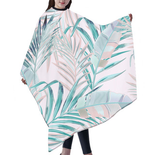 Personality  Fashion Vector Floral Pattern With Tropical Palm Leaves Hair Cutting Cape