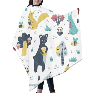 Personality  Cute Woodland Animals Seamless Pattern. Forest Background Hair Cutting Cape