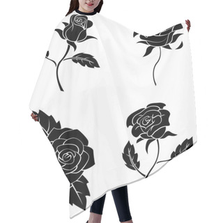 Personality  Black Silhouette Collection Of Rose Flower Hair Cutting Cape
