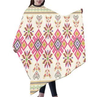 Personality  Colorful Knitted Embroidery.geometric Ethnic Oriental Pattern Traditional On Cream Background.Aztec Style,embroidery,abstract,vector,illustration.design For Texture,fabric,clothing,wrapping,carpet. Hair Cutting Cape