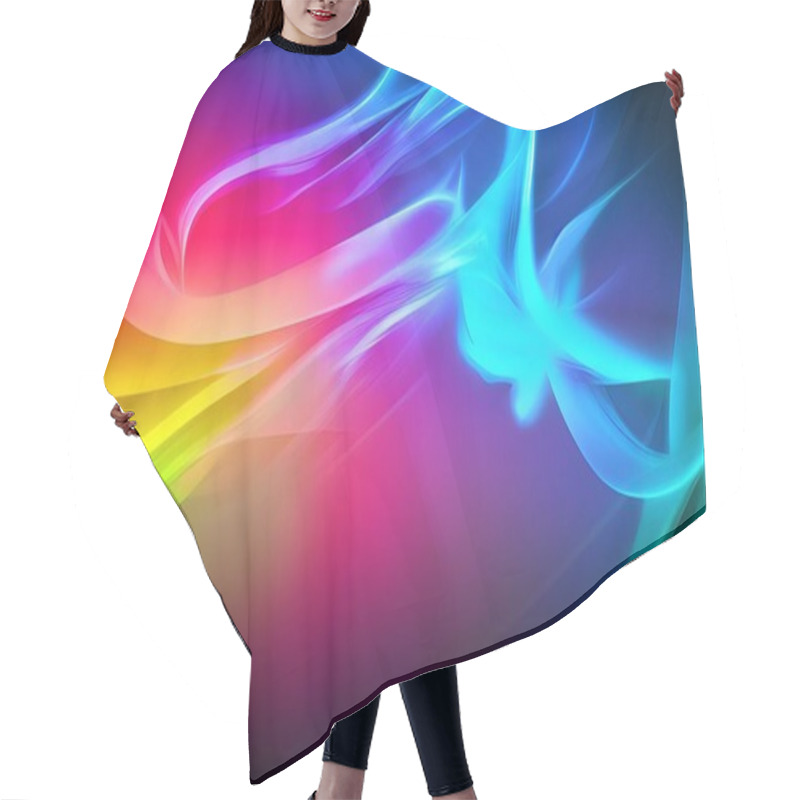Personality  abstract background with neon light and motion effects hair cutting cape