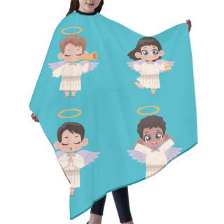 Personality  Four Cupid Angels Group Characters Hair Cutting Cape