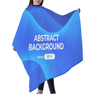 Personality  Abstract Wave Background. Dynamic Geometric Shapes Composition. Simple Modern Design. Futuristic Banner, Poster, Flyer, Cover Template. Flat Style Vector Eps10 Illustration. Blue And White Color. Hair Cutting Cape
