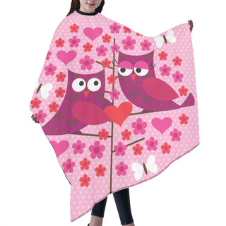 Personality  Valentine Owls With Hearts Hair Cutting Cape