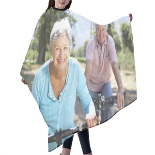 Personality  Senior Couple On Country Bike Ride Hair Cutting Cape