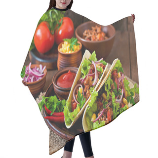 Personality  Mexican Tacos With Meat, Vegetables And Onion Hair Cutting Cape