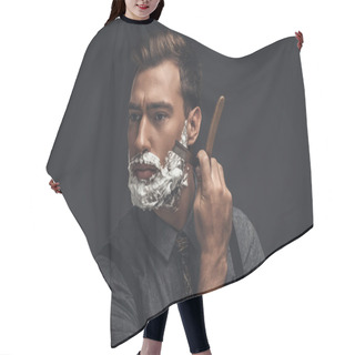 Personality  Man Shaving With Straight Razor Hair Cutting Cape