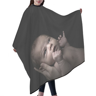 Personality  Low Key Portrat Of A New Baby Hair Cutting Cape
