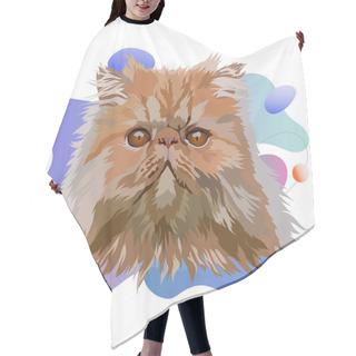 Personality  Persian Cat Vector Illustration. Portrait On A Colored Background Hair Cutting Cape
