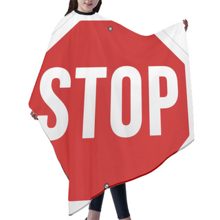 Personality  Stop Sign Vector On White Hair Cutting Cape