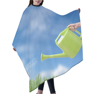 Personality  Human Hand With Green Watering Pot Watering Green Grass Hair Cutting Cape
