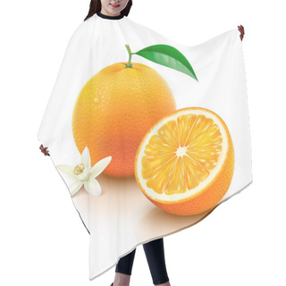 Personality  Orange Fruit With Half And Flower On White Background Hair Cutting Cape