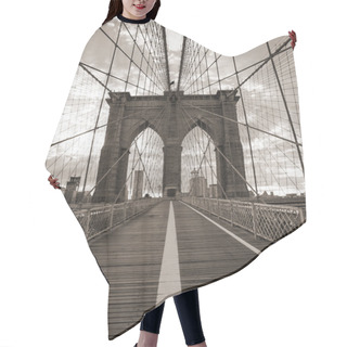Personality  Brooklyn Bridge In New York City. Sepia Tone. Hair Cutting Cape