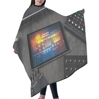 Personality  Electronic Music Instruments And Tablet With Reports Concept Hair Cutting Cape