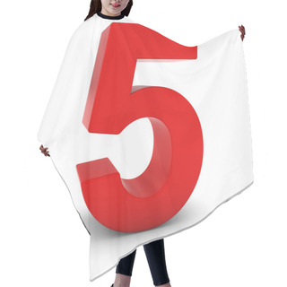 Personality  Red 3D Number Five Isolated On White With Shadows Hair Cutting Cape