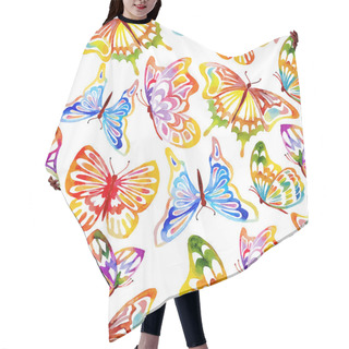 Personality  Watercolor Butterfly Pattern Hair Cutting Cape