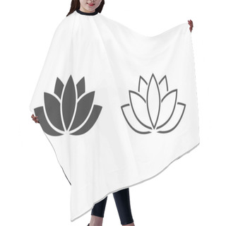 Personality  Lotus Line Icon Set Or Harmony Icon On White. Vector Hair Cutting Cape