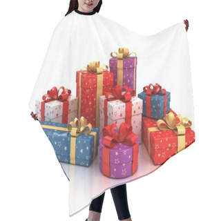 Personality  Colorful Gift Boxes Over White Background Hair Cutting Cape