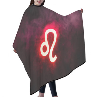 Personality  Red Illuminated Leo Zodiac Sign With Smoke On Background Hair Cutting Cape