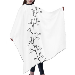 Personality  Sprig With Berries In Doodle Style. Black And White Hair Cutting Cape